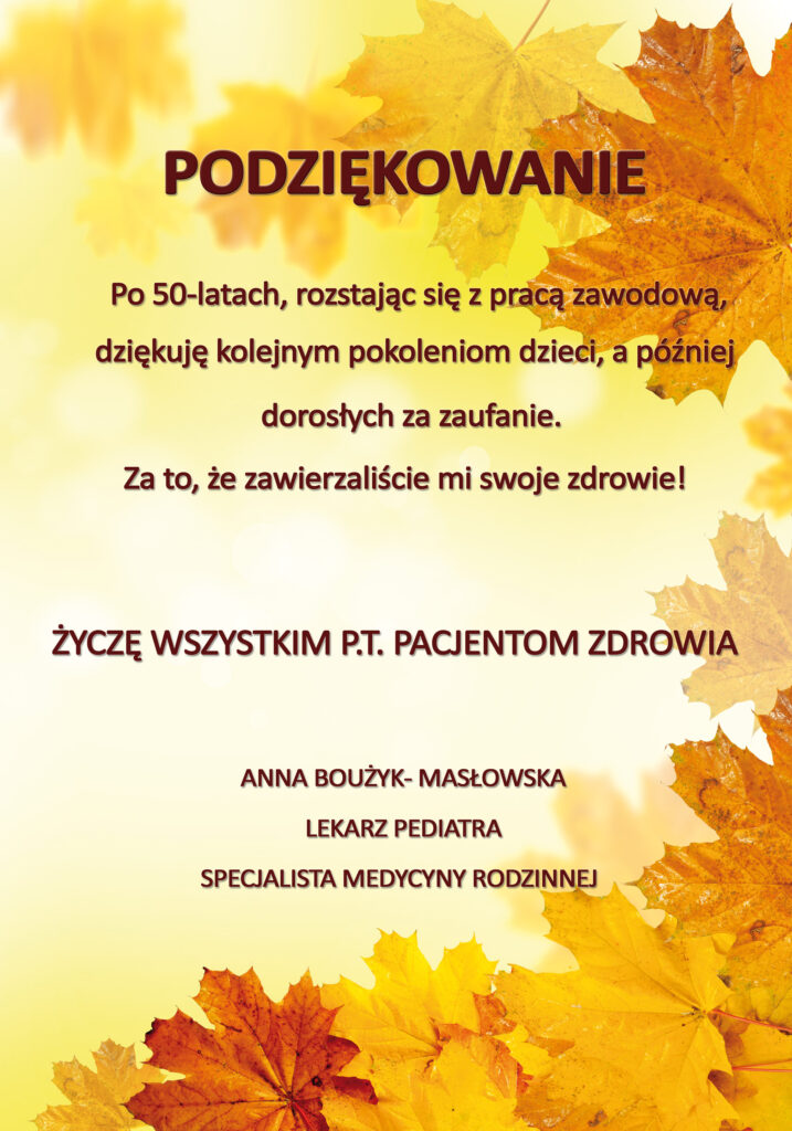 Podziękowania od dr Anny Boużyk-Masłowskiej